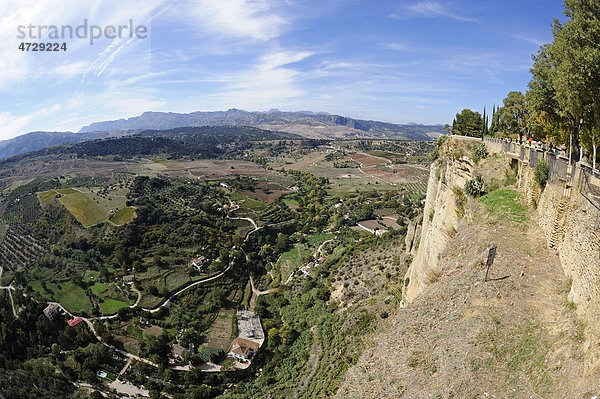 Ausblick auf das Umland  Ronda  Andalusien  Spanien  Europa