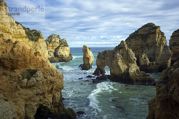 Berühmte Felsküste  Ponta da Piedade  Lagos  Algarve  Portugal  Europa