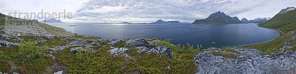 Fjordlandschaft  Panorama  Tunhovdfjorden  Dalen  Norwegen  Europa