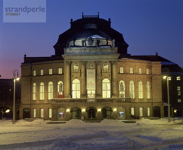 Chemnitz Opera in winter  Chemnitz  Saxony  Germany  Europe