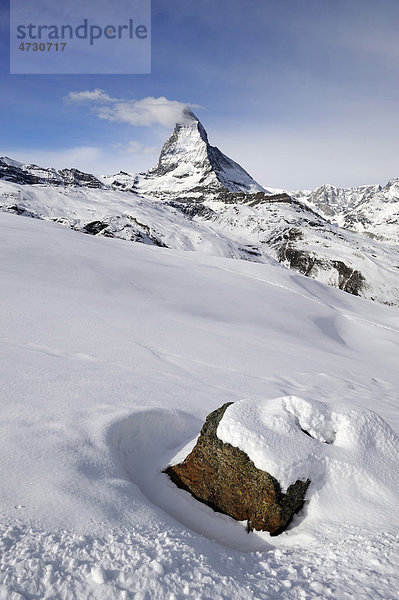 Matterhorn im Winter  Zermatt  Wallis  Schweiz  Europa