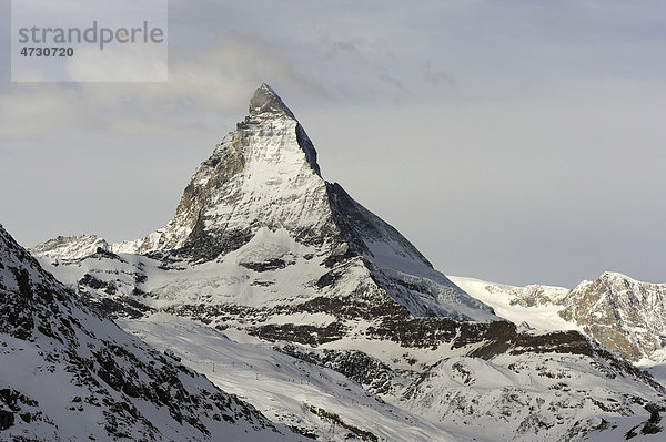 Matterhorn im Winter  Zermatt  Wallis  Schweiz  Europa