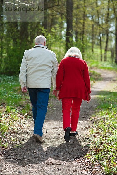 älteres Paar Wandern im park