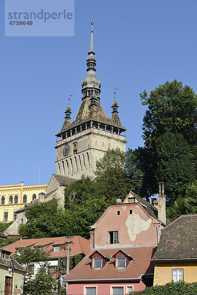 Stundturm  Altstadt  UNESCO Weltkulturerbe  Sighisoara oder Schässburg  Siebenbürgen  Rumänien  Europa