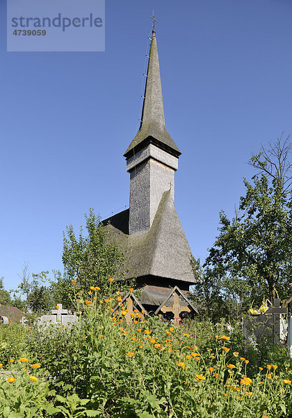 Holzkirche Biserica din Ses  Leud-Josani  Iza-Tal  Maramures  Rumänien  Europa
