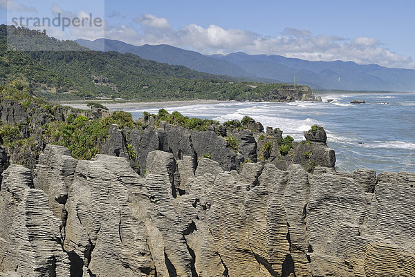 Pancake Rocks  Paparoa Nationalpark  Tasman Sea  Westküste  Südinsel  Neuseeland