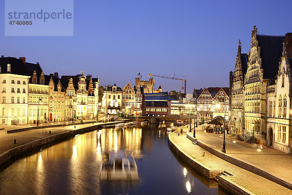 Fluss Leie  Blick auf die Altstadt  Gent  Ostflandern  Belgien  Europa
