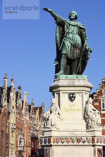 Jacob van Artevelde-Denkmal am Vrijdagsmarkt  Gent  Ostflandern  Belgien  Europa