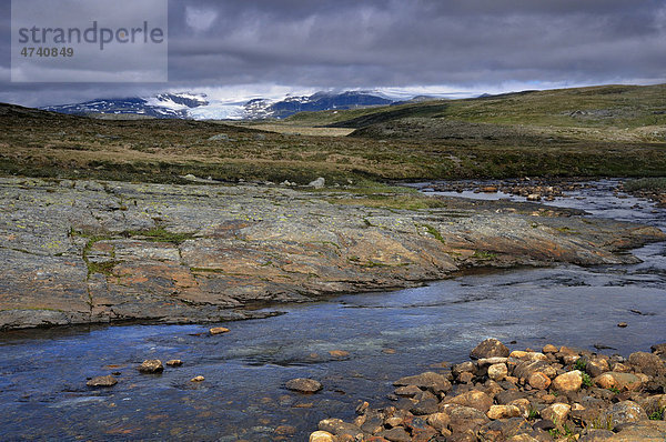 Blick Richtung Gletscher Hardanger Jokulen  Norwegen  Europa