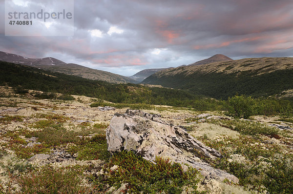 Fjelllandschaft nahe Bjornhollia im Rondane Nationalpark  Norwegen  Skandinavien  Europa