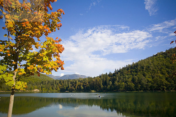 Kalterer See im Herbst  Eppan  Montiggler Seen  Südtirol  Italien  Europa