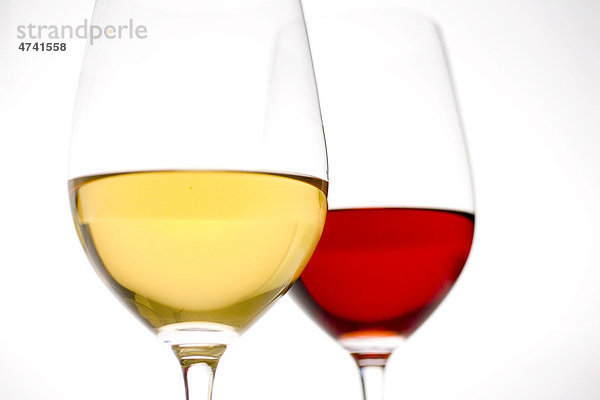 Weingläser  Weißweinglas und Rotweinglas