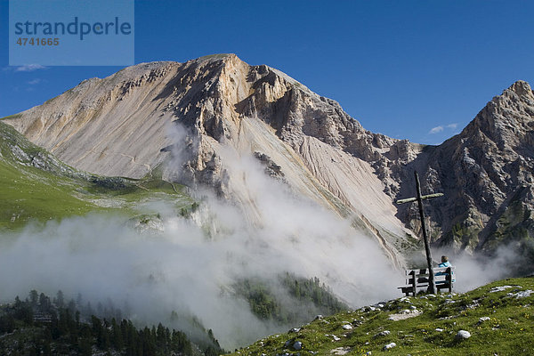 Morgennebel im Naturpark Fanes  Südtirol  Italien  Europa