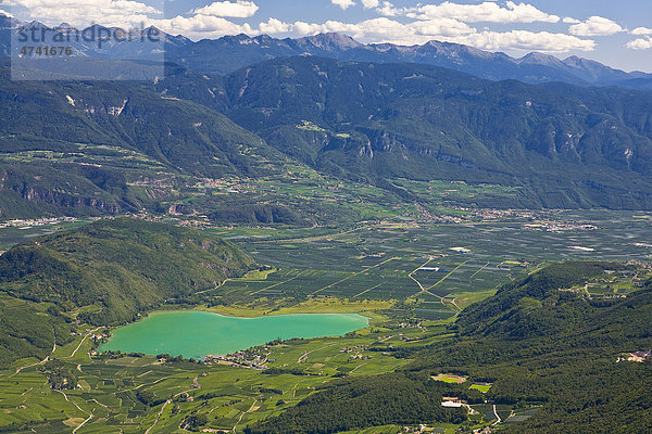 Landschaft und Kalterer See  Südtirol  Italien  Europa
