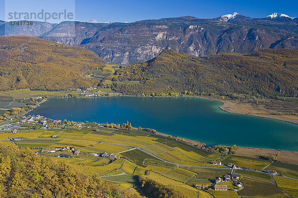 Herbstlandschaft um den Kalterer See  Kalterersee  Südtirol  Italien  Europa
