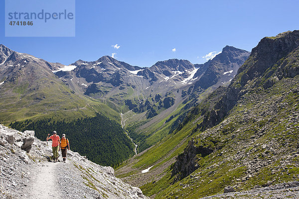 Wanderer im Ortlergebiet  Südtirol  Italien  Europa