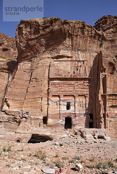 Seidengrab  Petra  Nabatäer  Hauptstadt  Felsenstadt  UNESCO-Welterbe  Wadi Musa  Haschemitisches Königreich Jordanien  Orient  Naher Osten  Vorderasien  Asien