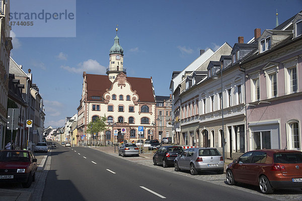 Rathaus und Markt von Geringswalde  Sachsen  Deutschland  Europa