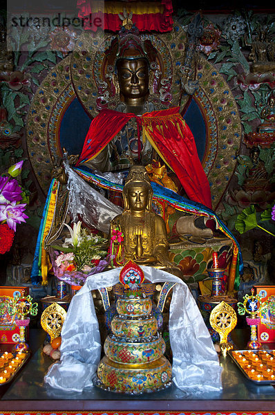 Buddhastatuen im Klosterort Wutai Shan  Unesco Weltkulturerbe  Shanxi  China  Asien
