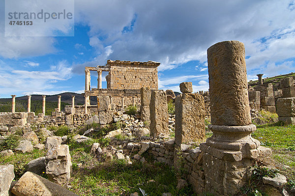 Tempel des Septimius Severus  römische Ruinen von DjÈmila  Unesco Weltkulturerbe  Kabylei  Algerien  Afrika