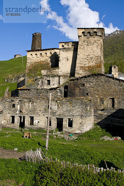Altes Bergdorf von Uschguli  UNESCO Weltkulturerbe  Swanetien  Georgien  Vorderasien