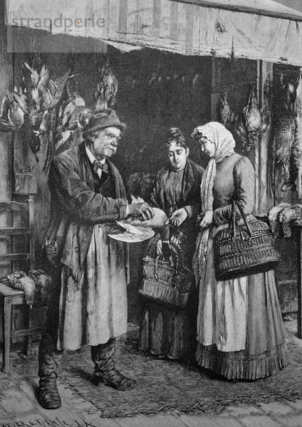 Geflügelhändler  historisches Bild  ca. 1893