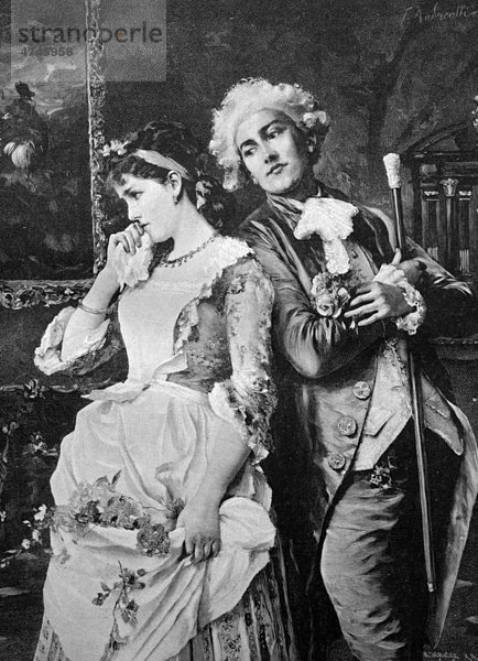 Paar  in Verlegenheit  historisches Bild  ca. 1893