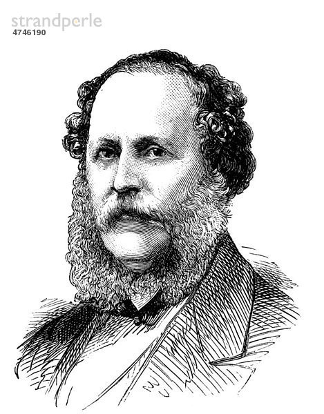 Colonel Thomas Edward Taylor  1811 - 1883  parlamentarischer Staatssekretär im Finanzministerium  historische Illustration  1883