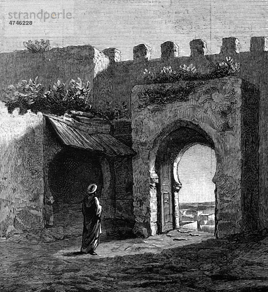 Torbogen in Tanger  Marokko  historische Illustration  1883