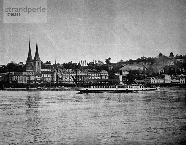 Eine der ersten Autotypien von Luzern  Schweiz  historisches Foto  1884
