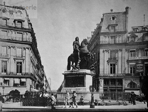 Eine der ersten Autotypien vom Place des Victoires  Paris  Frankreich  historisches Foto  1884