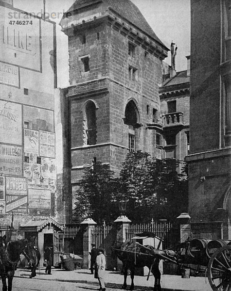 Eine der ersten Autotypien von La Tour Jean-sans-Peur  Paris  Frankreich  historisches Foto  1884