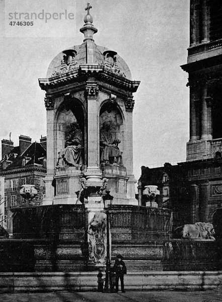 Eine der ersten Autotypien von Fontaine Saint Sulpice  Paris  Frankreich  historisches Bild  1884