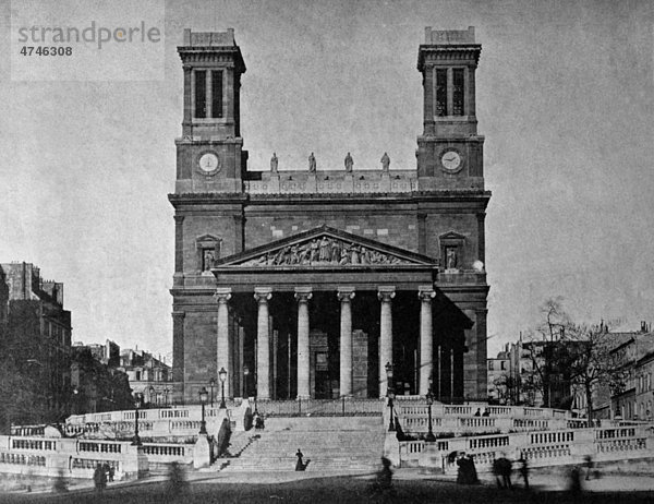 Eine der ersten Autotypien der Eglise Saint Vincent de Paul  Paris  Frankreich  historisches Bild  1884