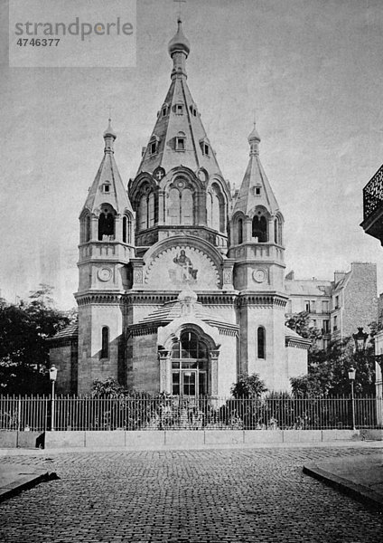 Eine der ersten Autotypien der Eglise Russe  Russische Kirche  Paris  historisches Bild  1884