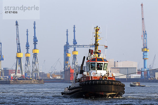 Schlepper Bugsier 9 im Hamburger Hafen  Schiff auf der Elbe  Hafenschlepper  Hamburg  Deutschland  Europa