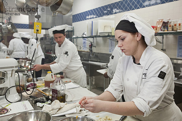 Schüler bereiten Speisen zu  Dorsey Culinary Academy  eine private Einrichtung an der man eine Berufsausbildung absolvieren kann  Roseville  Michigan  USA