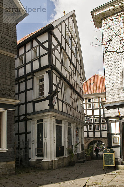 Fachwerkhaus am Alten Rathaus von 1576  Hattingen  Westfalen-Lippe  Nordrhein-Westfalen  Deutschland  Europa