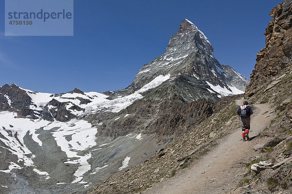 Matterhorn  Weg zur Hörnlihütte  Zermatt  Graubünden  Schweiz  Europa