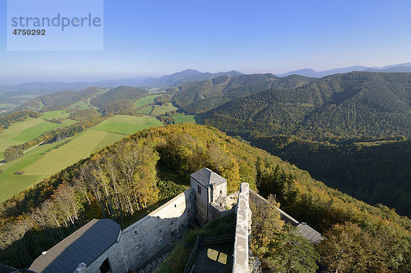 Blick vom Turm der Araburg nach Osten  Niederösterreich  Österreich  Europa