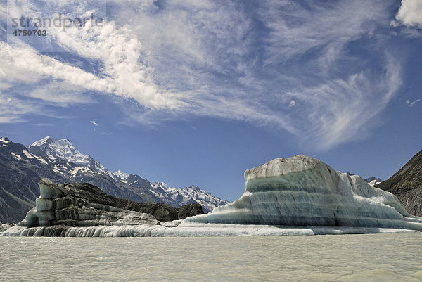 Eisberge am Tasman Lake  Mount Cook Nationalpark  Südinsel  Neuseeland