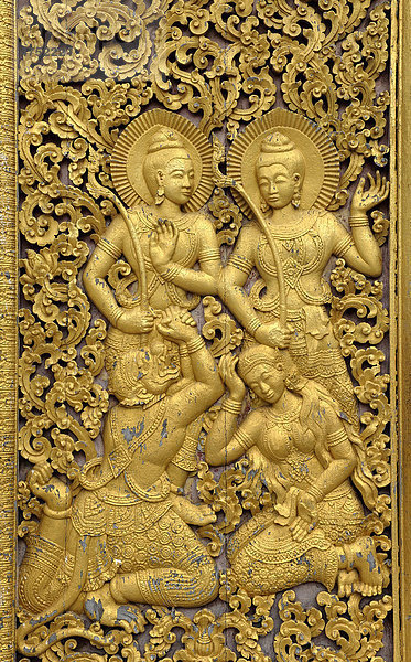 Vergoldetes Relief  Tempel Wat Xieng Thong  Luang Prabang  Laos  Südostasien  Asien