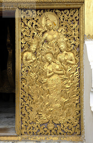 Vergoldetes Relief  Tempel Wat Xieng Thong  Luang Prabang  Laos  Südostasien  Asien