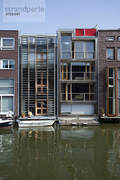 Moderne Grachtenhäuser auf der Insel Borneo  Amsterdam  Holland  Niederlande  Europa