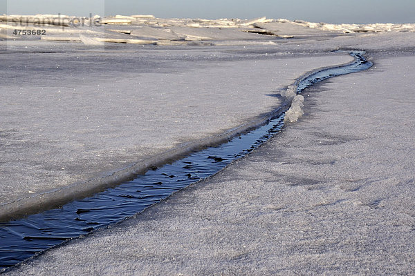 Riss im Eis  Eisschollen auf der Ostsee vor Stein  Probstei  Kreis Plön  Schleswig-Holstein  Deutschland  Europa
