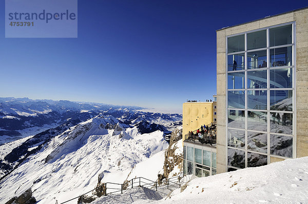 Das Treppenhaus des Panoramarestaurants auf dem Säntisgipfel  Kanton Appenzell Innerrhoden  Schweiz  Europa