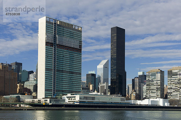 UN Generalsekretariat Hochhaus  UN Hauptquartier  Manhattan  New York City  USA