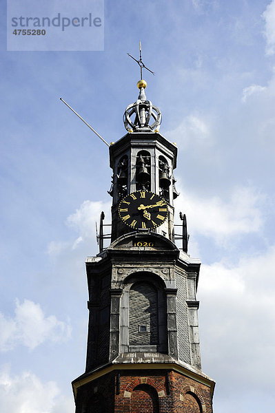 Münzturm  Munttoren am Muntplein Platz  ein Turm der ehemaligen Stadtmauer  historische Altstadt  Amsterdam  Noord-Holland  Nord-Holland  Niederlande  Europa