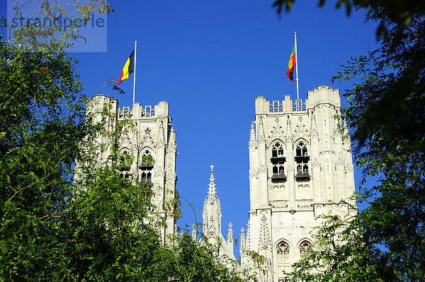 Kathedrale im Stil der Gotik  Cathedrale St-Michel  St. Michiels-Kathedraal  Innenstadt  Brüssel  Belgien  Benelux  Europa