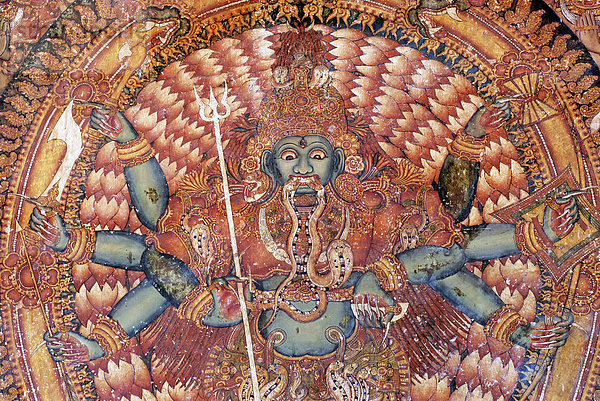 Wandmalerei  Tempel von Ettumanur  Kerala  Südindien  Indien  Asien
